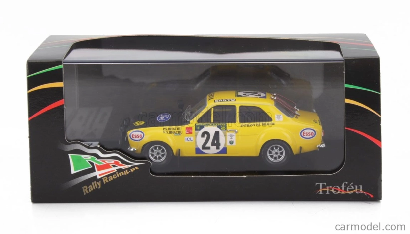 Trofeu Ford england Escort Mk1 (night Version) N 24 Rally East African Safari 1973 Pyara Singh Bhachu - Nirmal Singh Bhachu 1:43 Žlutá Černá
