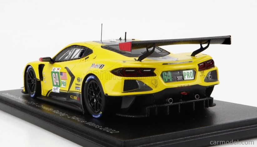 Spark-model Chevrolet Corvette C8.r 5.5l V8 Team Corvette Racing N 64 24h Le Mans 2022 T.milner - N.tandy - A.sims 1:43 Yellow