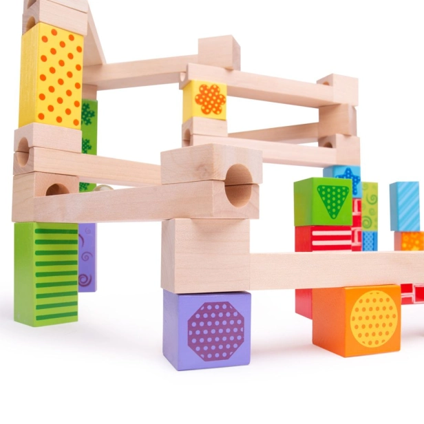 Bigjigs Toys Drevená guličková dráha farebná