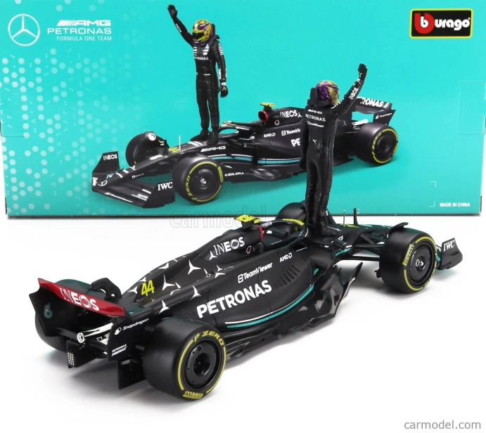 Bburago Mercedes gp F1 W14 Team Mercedes-amg Petronas Formula One N 44 Season 2023 Lewis Hamilton 1:24 Matt Black