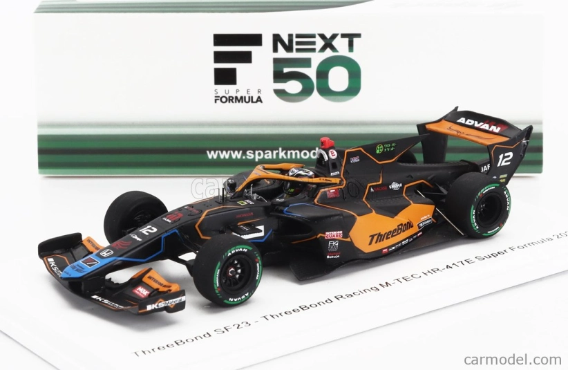 Spark-model Dallara Sf23 Hr-417-e Team Threebond Racing M-tec N 12 Super Formula Season 2024 Atsushi Miyake 1:43 Černá Oranžová