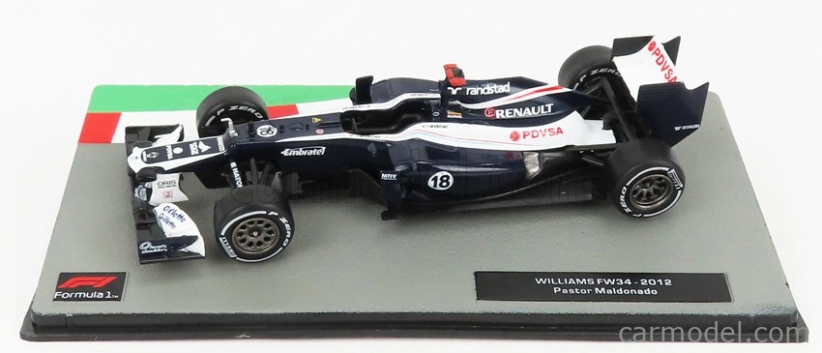 Edicola Williams F1 Fw34 Cosworth N 18 Sezóna 2012 Pastor Maldonado 1:43 Modrá biela