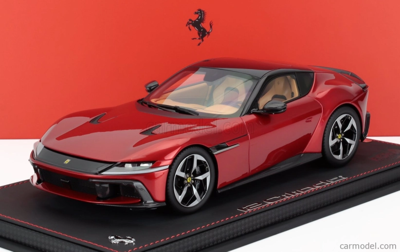 Bbr-models Ferrari 12cilindri V12 830cv Panoramic Roof 2024 - Con Vetrina - With Showcase 1:18 Rosso Fuoco - Červená S Černou
