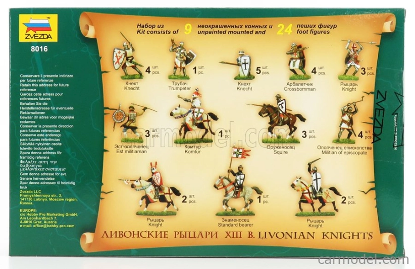 Zvezda Figúrky Bojová vojna - Livónski rytieri Xiii po Kr. 1:72 Vojenské