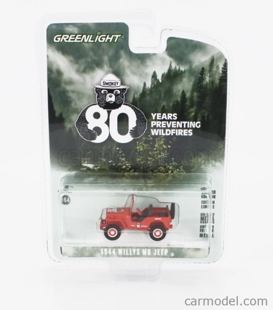 Greenlight Jeep Willys Mb Open 1944 1:64 Red