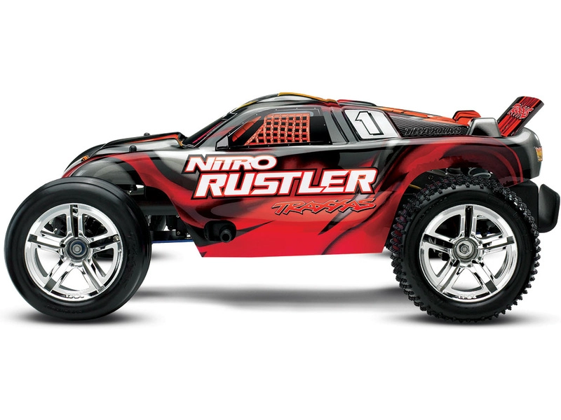 RC auto Traxxas Nitro Rustler 1:10 TQi RTR, stříbrno-modrá