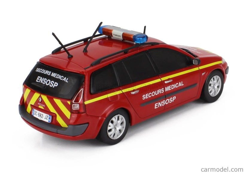 Edicola Renault Megane Break Sw Station Wagon Ambulancia Hasičské auto Secours Medical Ensosp 2006 1:43 Červeno-žltá