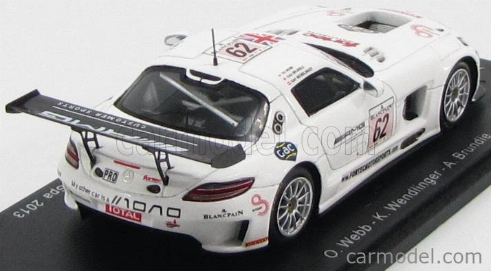 Iskrový model Mercedes benz Sls Amg Gt3 Team Fortec Motorsport N 62 24h Spa 2013 O.webb - K.wendlinger - A.brundle 1:43 White