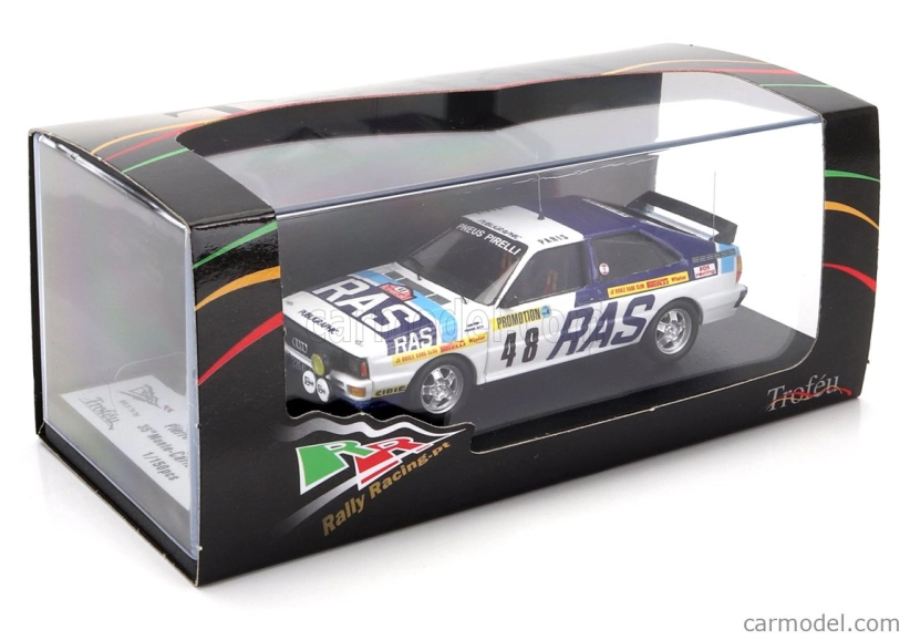 Trofeu Audi Quattro (night Version) N 48 Rally Montecarlo 1983 Pierre Bos - Nico Demuth 1:43 Bílá 2 Tóny Modrá