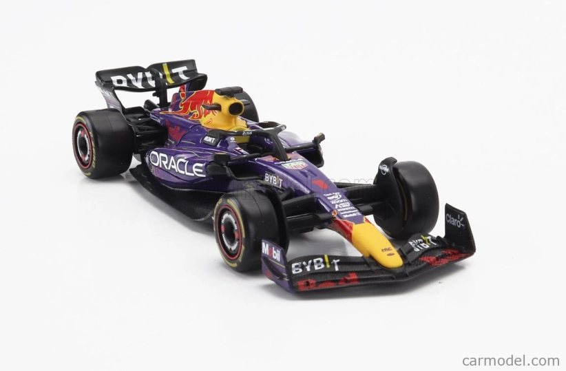 Bburago Red bull F1 Rb19 Team Oracle Red Bull Racing N 1 World Champion Winner Las Vegas Usa Gp 2023 Max Verstappen 1:43 fialová žltá červená
