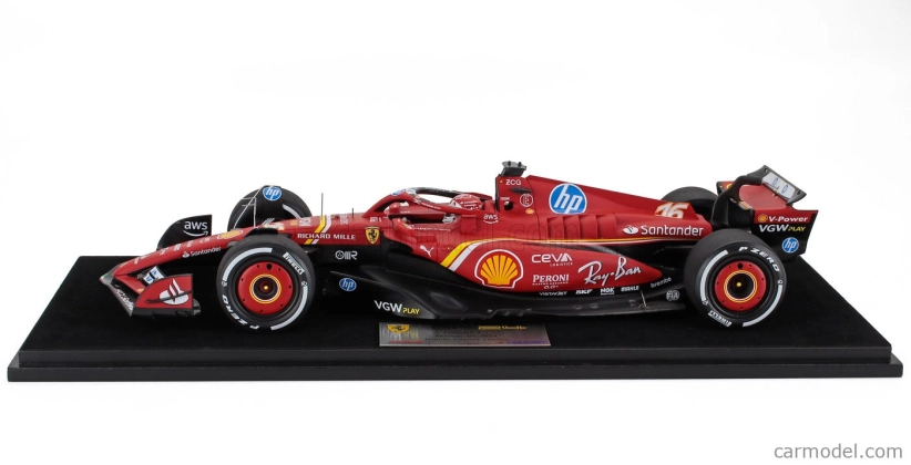 Looksmart Ferrari F1  Sf-24 Team Scuderia Ferrari N 16 Winner Monaco Gp 2024 Charles Leclerc - Con Vetrina - With Showcase 1:18 Červená Bílá Žlutá