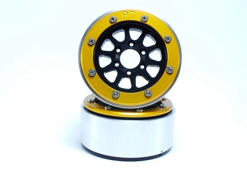 Kovové Beadlock CNC disky Absima Metsafil 1.9 Gear Black/Gold, 2 ks