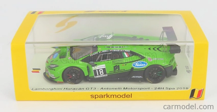 Spark-model Lamborghini Huracan Gt3 Team Antonelli Motorsport N 18 24h Spa 2018 J.perez - G.giraudi - L.spinelli - G.altoe 1:43 Zelená