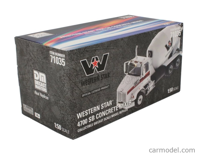 Dm-models Western star 4700 Sb Betoniera Tanker Cement Mixer Truck 3-assi 2018 1:50 Bílá