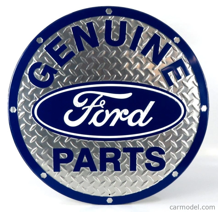 Edicola Accessories Metal Round Plate - Ford Genuine Parts Diamond Plate 1:1 Modrá Stříbrná