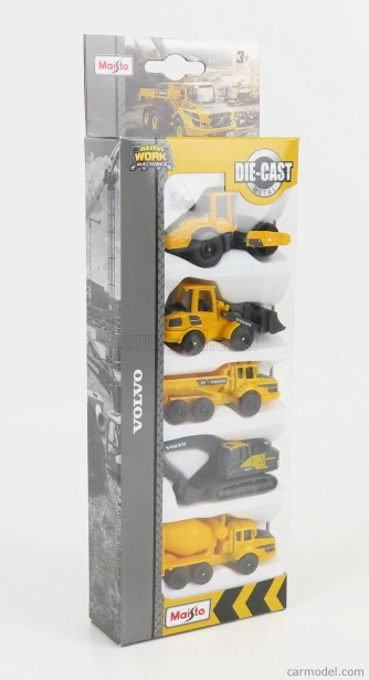Maisto Volvo Set 5x Movimento Terra Scraper Excavator Truck 1:87 žlto-čierna