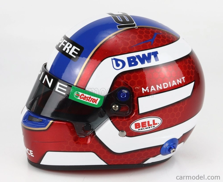 Mini prilba Bell prilba F1 Casco Prilba Renault A522 Team Alpine Bwt N 31 Sezóna 2022 Esteban Ocon 1:2 Červená biela