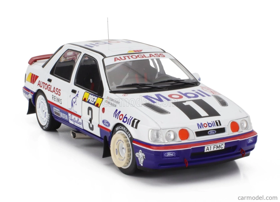 Mcg Ford england Sierra Cosworth Mobil1 N 3 8. Rally Montecarlo 1992 Miki Biason - Tiziano Siviero 1:18 Biela Modrá