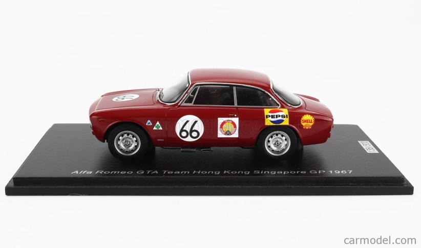 Spark-model Alfa romeo Giulia Gta Team Hong Kong N 66 Singapore Gp 1967 Albert Poon 1:43 Červená