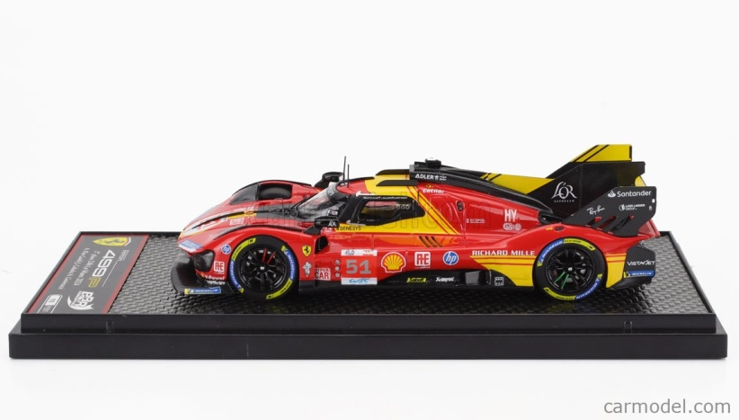 Bbr-models Ferrari 499p 3.0l Turbo V6 Team Ferrari Af Corse N 51 3. 24h Le Mans 2024 Alessandro Pier Guidi - James Calado - Antonio Giovinazzi 1:43 Červená Žltá Čierna