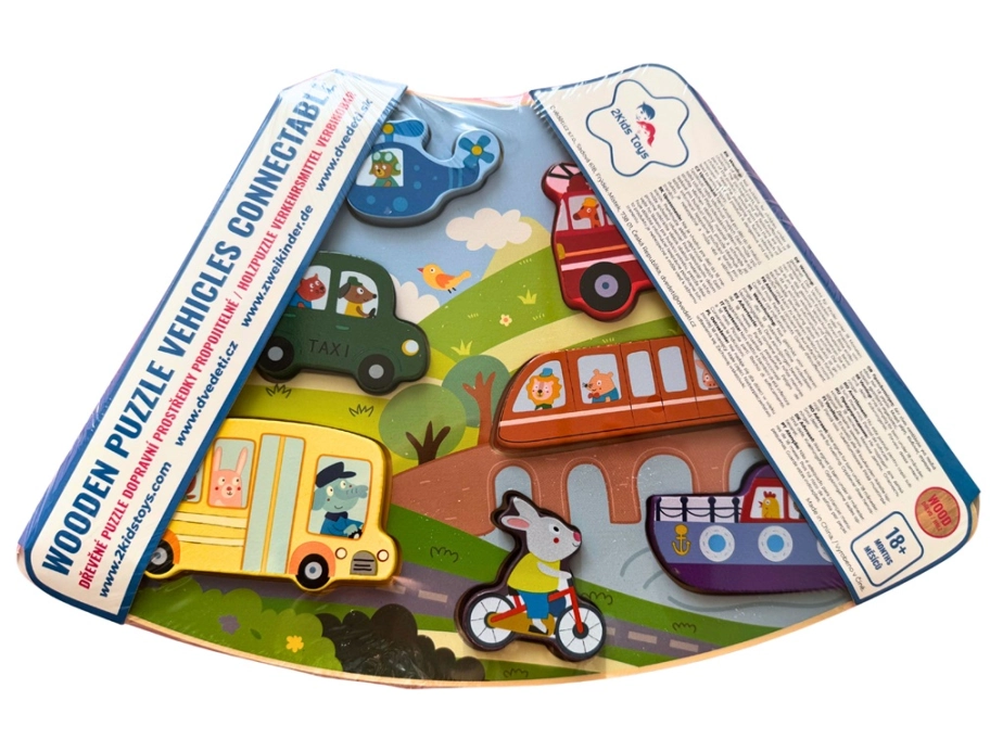 2Kids Toys Dřevěné puzzle Dopravní prostředky propojitelné