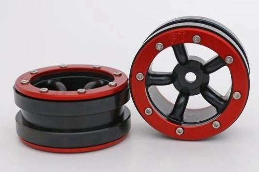 Kovové Beadlock CNC disky 1,9 PT Safari Black/Red, 2 ks