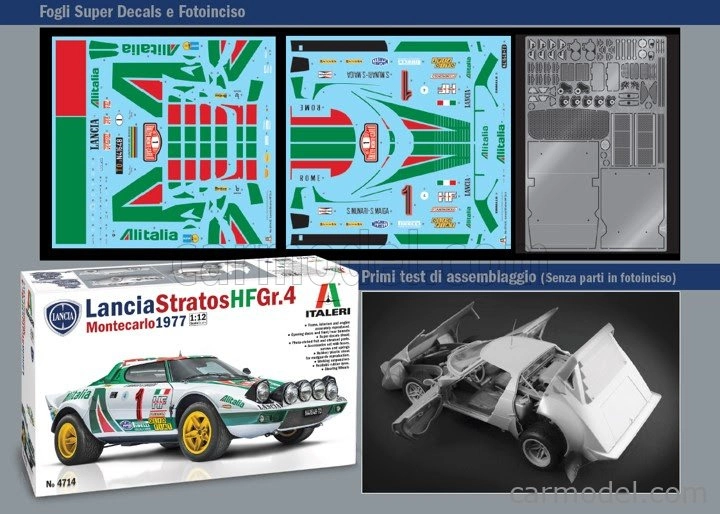 Italeri Lancia Stratos Hf Alitalia Gr.4 (nočná verzia) N 1 Winner Rally Montecarlo 1977 Sandro Munari - Silvio Maiga + Stratos Hf Street Version 1974 1:12 /