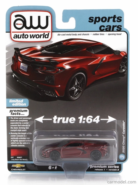 Autoworld Chevrolet Corvette 2020 1:64 Červená farba