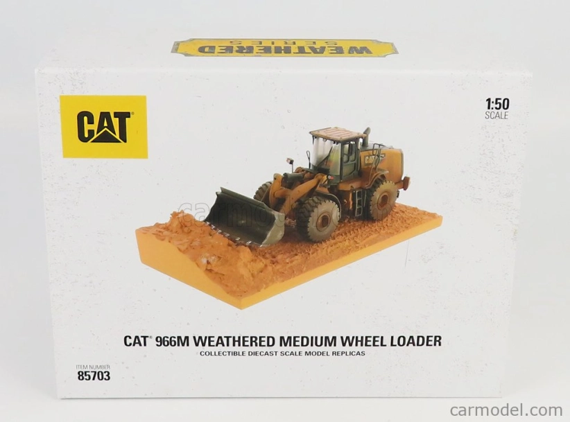 Dm-models Caterpillar Cat966m Ruspa Gommata - Scraper Tractor Weathered Medium Wheel Loader 1:50 Žlutá Černá