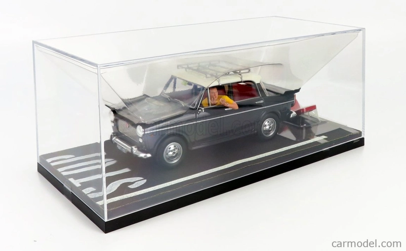 Clc-models Fiat 1100d s figúrkou Mimmo (carlo Verdone) 1981 Bianco Rosso E Verdone Movie 1:18 Grey