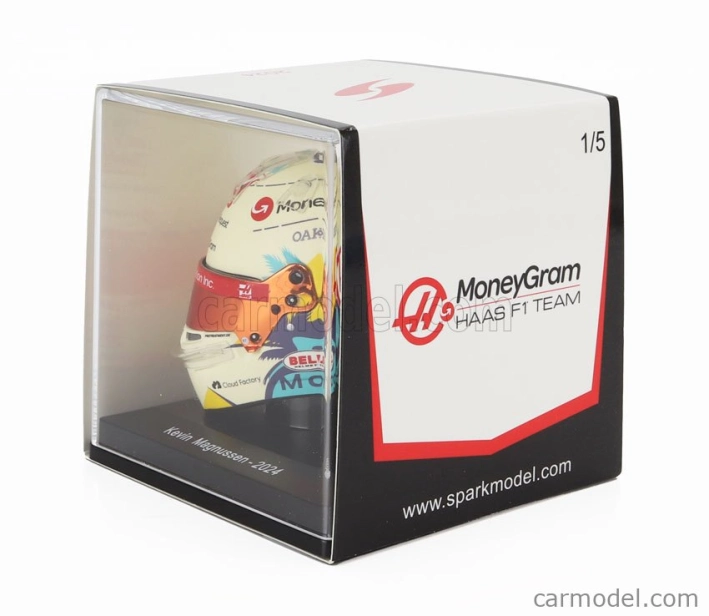 Spark-model Bell helmet Casco Helmet F1 Kevin Magnussen Team Moneygram Haas N 20 Season 2024 1:5 Bílá Černá