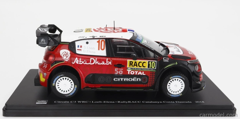 Edicola Citroen C3 Wrc Abu Dhabi N 10 Winner Rally Catalunya Costa Daurada 2018 S.loeb - D.elena 1:24 Čierna červená biela