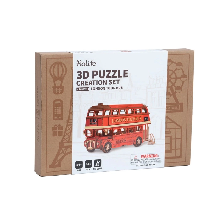 RoboTime 3D drevená skladačka Londýnsky double-decker