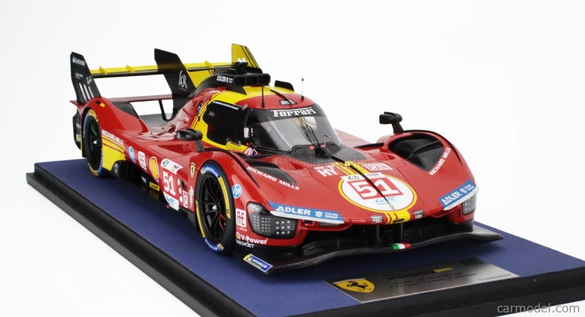 Looksmart Ferrari 499p 3.0l Turbo V6 Team Ferrari Af Corse N 51 3. 24h Le Mans 2024 Alessandro Pier Guidi - James Calado - Antonio Giovinazzi 1:18 Červená Žltá Čierna