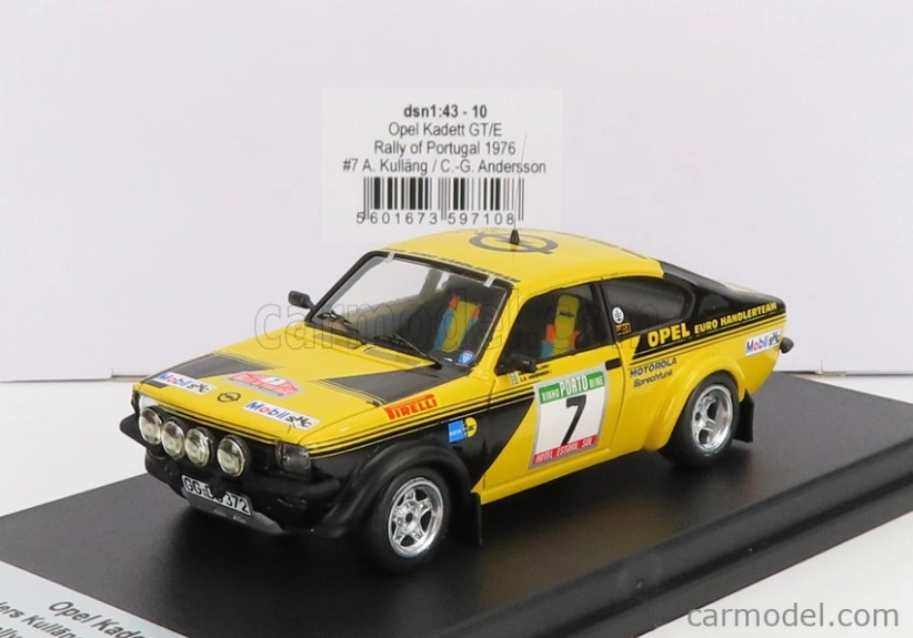 Trofeu Opel Kadett Gt/e (nočná verzia) N 7 Rally Of Portugal 1976 A.kullang - C.g.andersson 1:43 Žltá Čierna