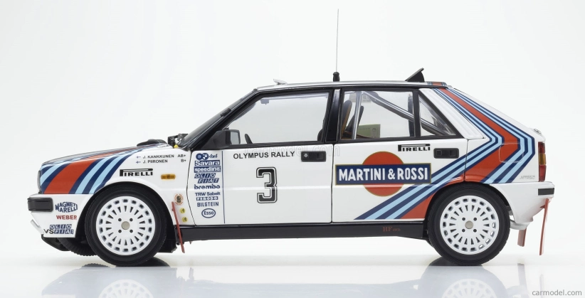 Kyosho Lancia Delta Hf Integrale 4wd Team Martini & Rossi Racing N 3 Winner Rally Olympus Usa 1987 Juha Kankkunen - Juha Piironen 1:18 Bílá Červená Modrá