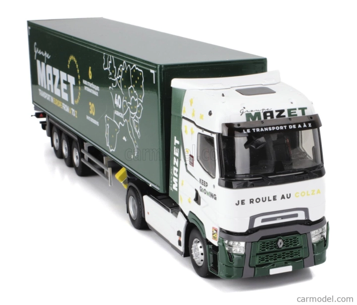 Eligor Renault T-line High Truck Cassonato Mazet Transports 2023 1:43 Bielozelený