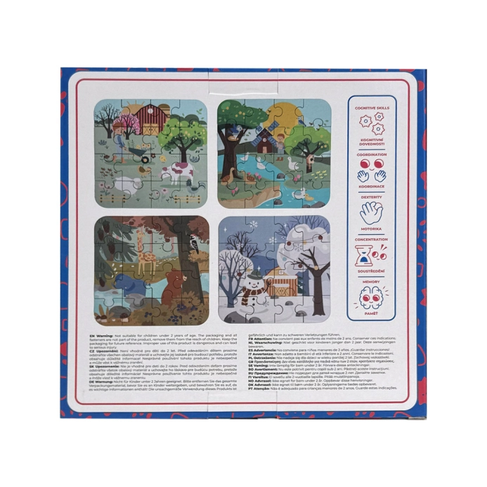 2Kids Toys Puzzle v dřevěné krabici Čtyři roční období - poškozený obal