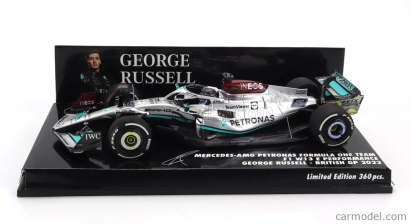 Minichamps Mercedes gp F1 W13e Team Mercedes-amg Petronas F1 N 63 Silverstone British Gp 2022 George Russel 1:43 Silver Green