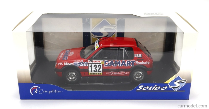 Solido Peugeot 205 1.6 Gti N 132 Rally Montecarlo 1986 Francois Delecour - Anne Chantal Pauwels 1:18 Červená