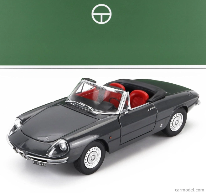 Turistické modely áut Alfa romeo Duetto Spider 1600 Coda Tonda 1966 1:18 Graphite Grey