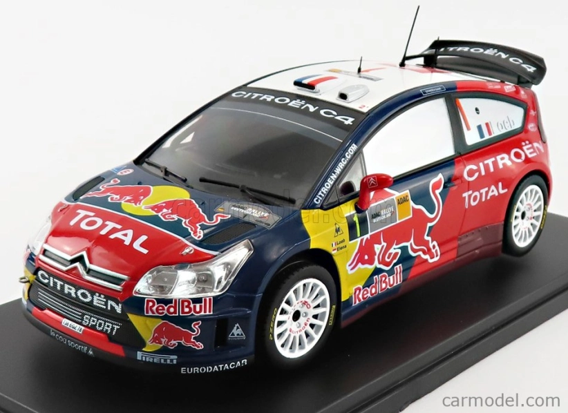 Edicola Citroen C4 Wrc Redbull Total N 1 Rally Deutschland 2008 S.loeb - D.elena 1:24 Červená Modrá Biela