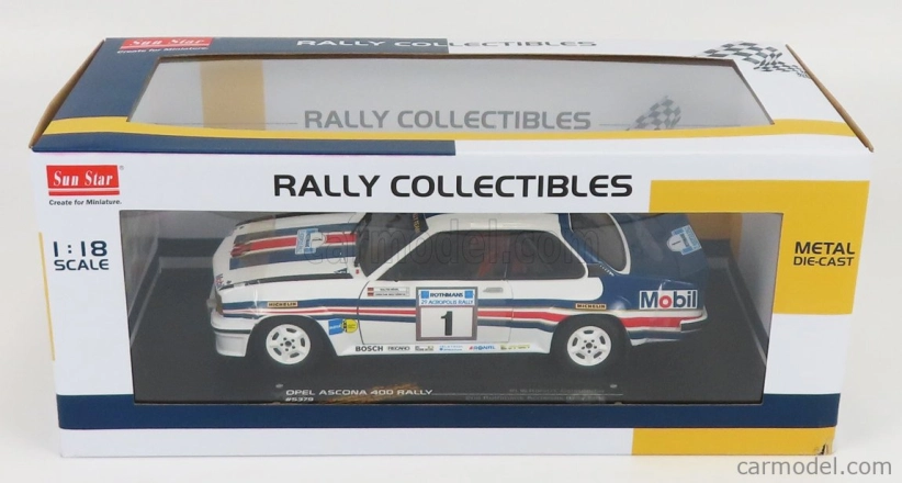 Sun-star Opel Ascona 400 N 1 2nd Rally Acropolis 1982 W.rohrl - C.geistdorfer 1:18 Bílá Modrá Červená