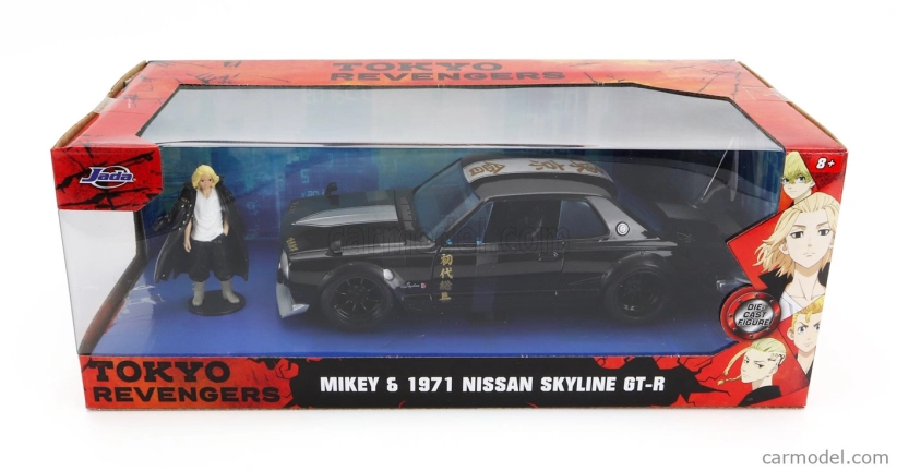 Jada Nissan Skyline Gt-r 1971 s figúrkou Mikeyho - Tokyo Revengers 1:24 Black