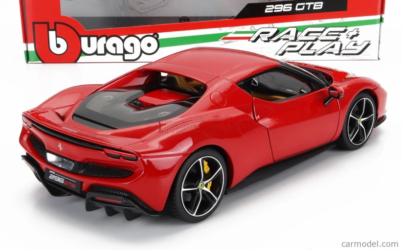 Bburago Ferrari 296 Gtb Hybrid 830hp V6 2021 – Exclusive Carmodel 1:18 Rosso Corsa – červená