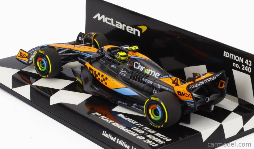 Minichamps Mclaren F1  Mcl60 Team Mclaren N 4 2nd Hungarian Gp 2023 Lando Norris 1:43 Bílá Oranžová Černá