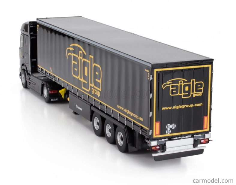 Eligor DAF Xg Truck Cassonato Remorque Tautliner Aigle Group 2022 1:43 Black Yellow