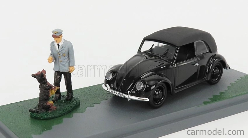 Rio-models Volkswagen Beetle Maggiolino Cabriolet Closed Nido Dell'aquila - Eagle's Nest 1938 - Hitler And Blondie Dog 1:43 Black
