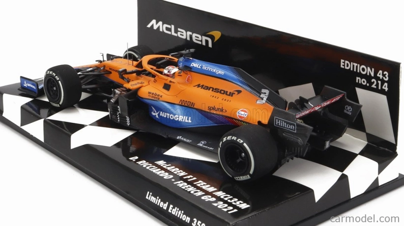 Minichamps Mclaren F1 Mcl35l Mercedes M12 Eq Power+ Team Mclaren N 3 French Gp 2021 Daniel Ricciardo 1:43 oranžová svetlo modrá