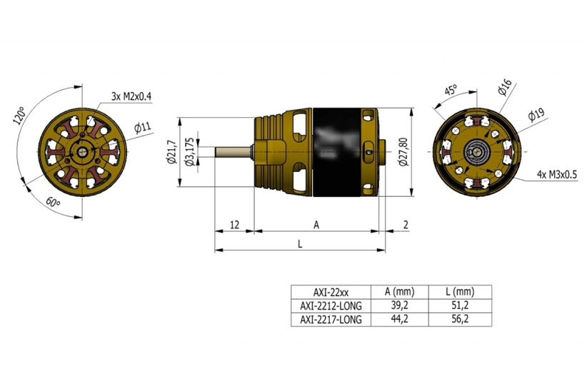 Bezkartáčový motor AXI 2217/20 V3 LONG